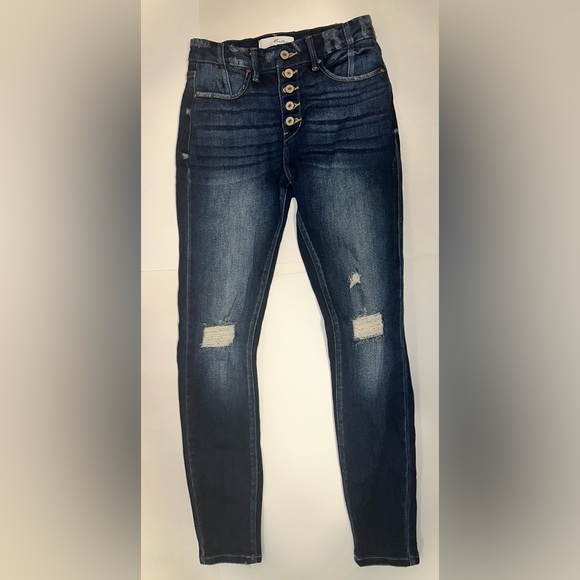 Kancan Womens Jeans Novah High Rise Super Skinny Blue Denim Button Fly Size 7/27 - Picture 3 of 9